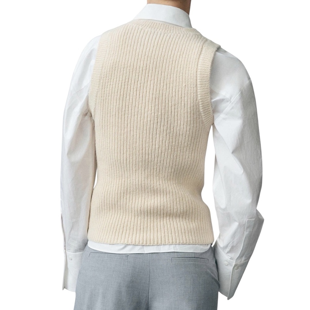 MANGO Tappeito Cotton & Wool Sweater Vest in Light Beige Size Small NWT - Picture 3 of 8